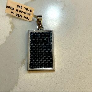 NWT YUNO Graphite dog tag charm stainless steel